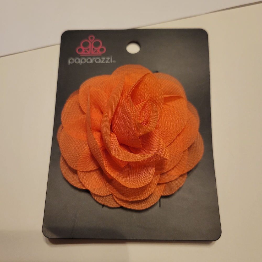 Paparazzi Vibrant Orange Floral Hair Clip